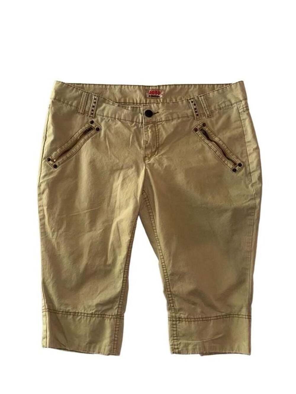 No Boundaries Juniors Khaki Capris Zip Pockets Size 17